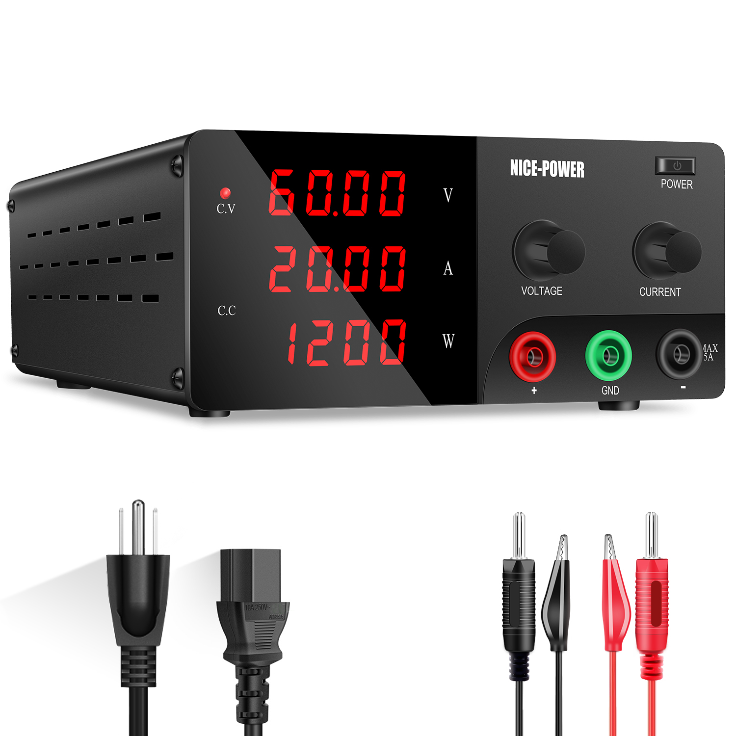 High Power 60V 20A Bench Power Supply - 30V 30A 実験用ベンチ電源 安定化電源 電圧レギュレータ 高出力電源